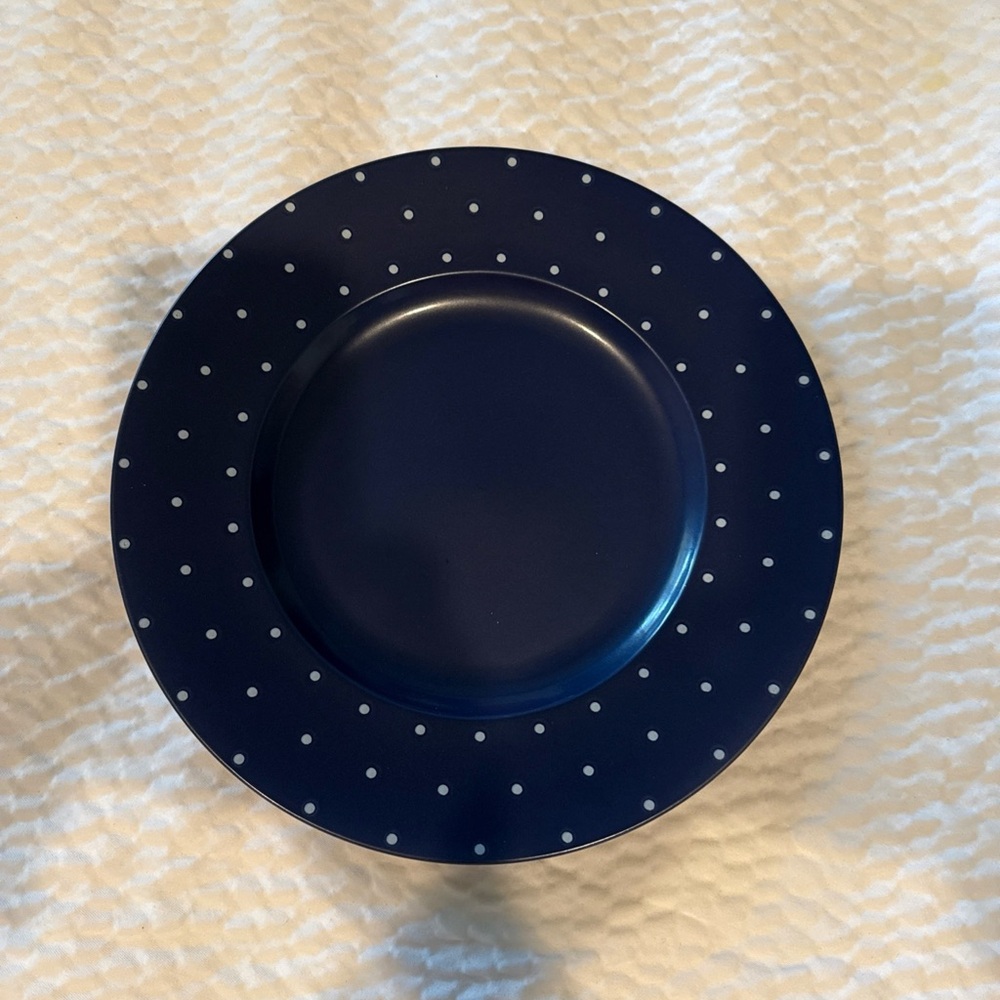 kate spade Midnight Blue Dinner Plate with White Dots set of 6